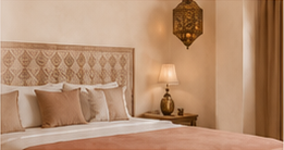 Suite Zellige avec lit et tete de lit artisanale